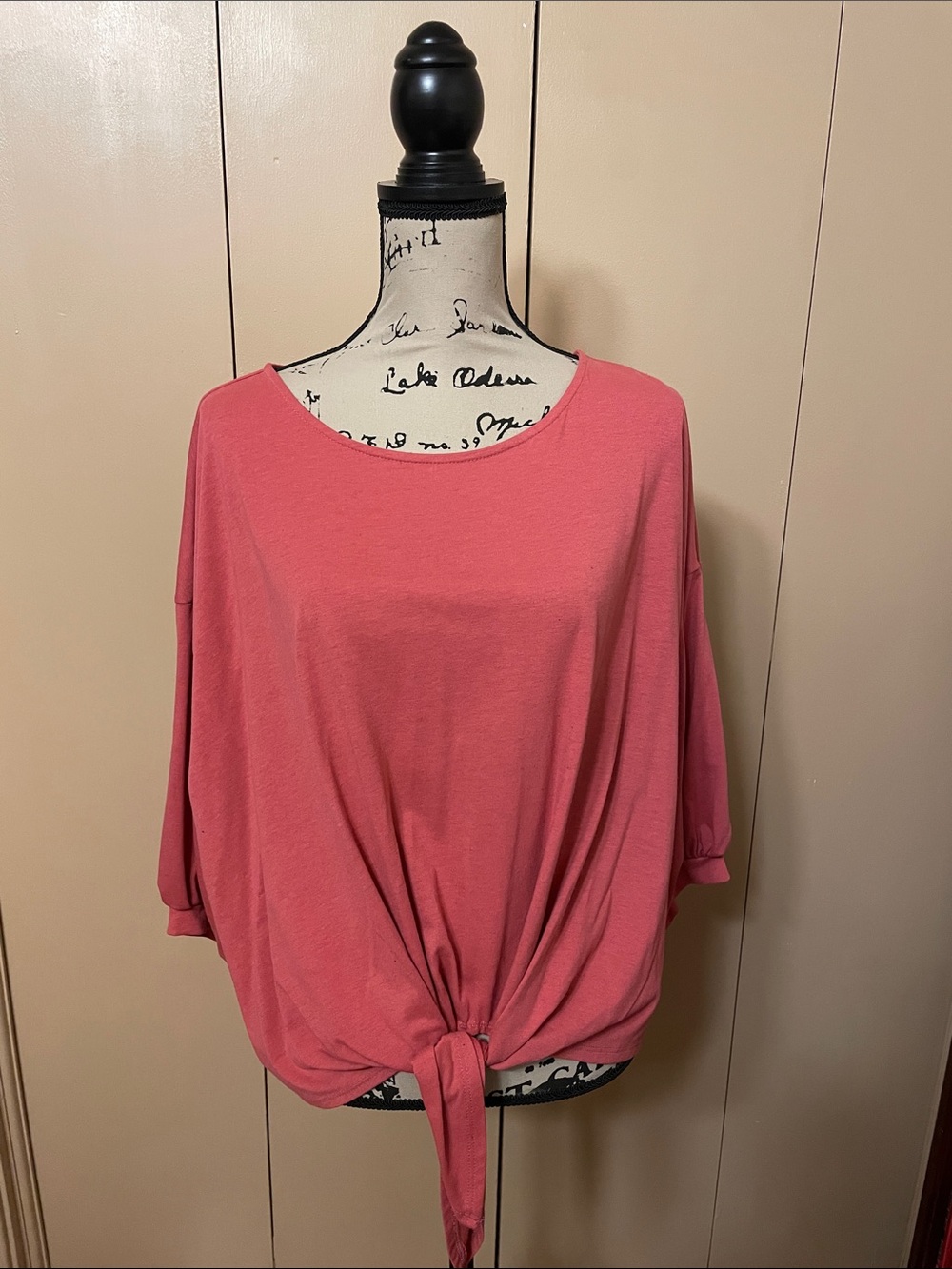 Relaxed Tie-Front Tunic Top in Rose Pink
